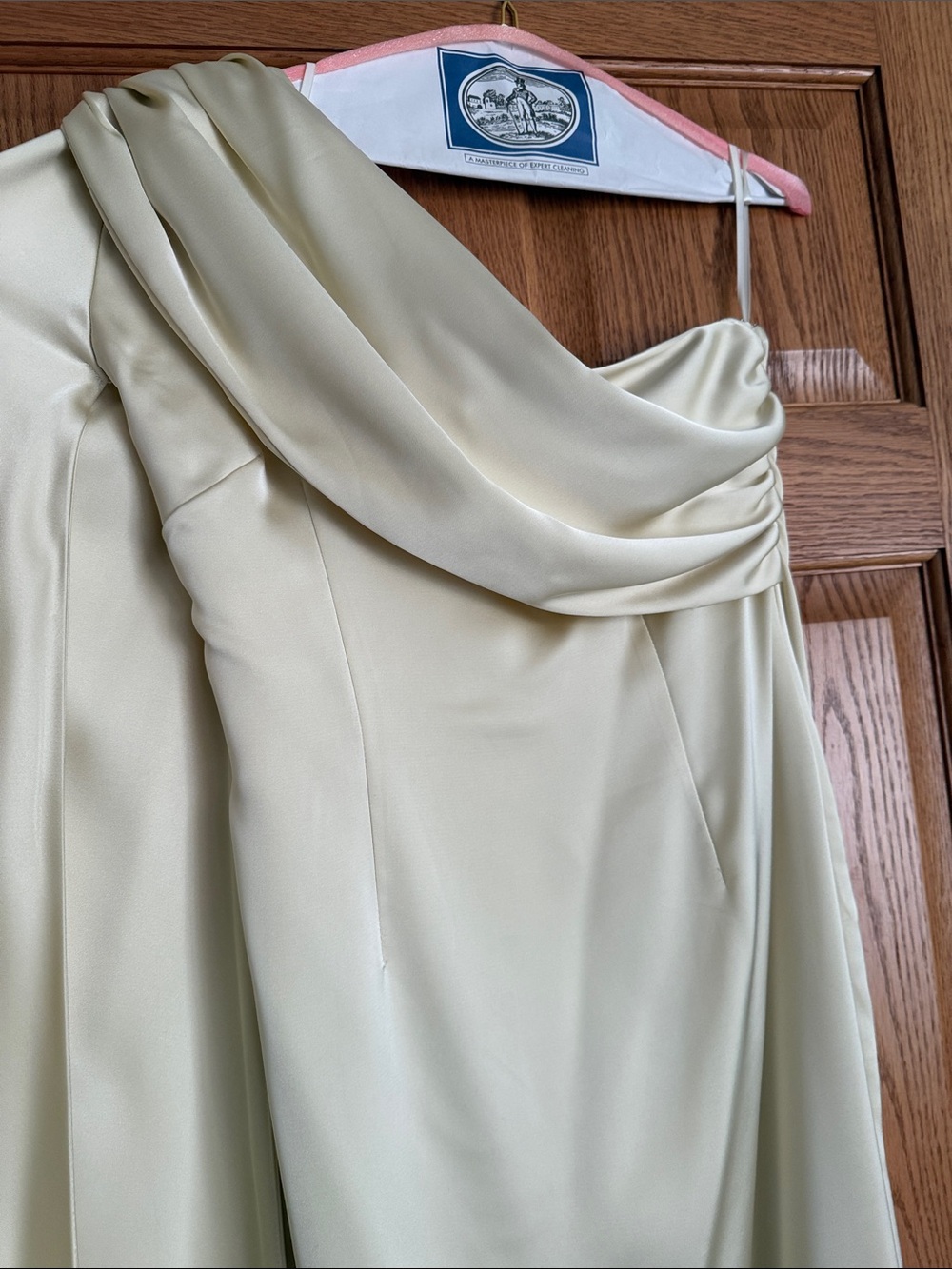 KHANUM'S One-Shoulder Satin Dress in Cream - XL
